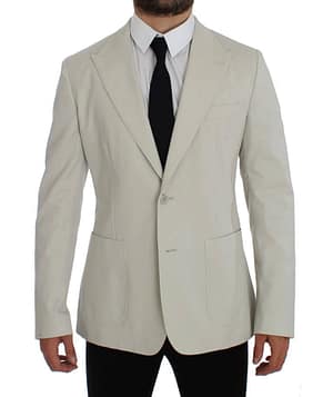 Dolce & Gabbana White Cotton Stretch Blazer Jacket