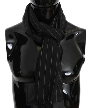 Dolce & Gabbana Black White Striped Silk Mens Shawl Scarf