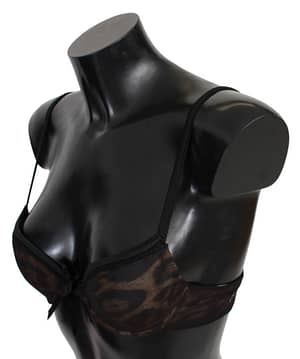 Black Leopard Nylon Push Up Bra Underwear