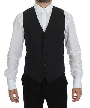 Dolce & Gabbana Gray Wool Stretch Dress Blazer Vest