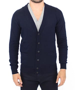 Ermanno Scervino Blue Wool Cashmere Cardigan Pullover Sweater