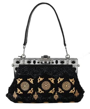 Dolce & Gabbana VANDA Black Crystal Tassel Gold Charms Party Bag