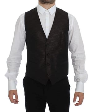 Dolce & Gabbana Black Wool Logo Dress Gilet Vest