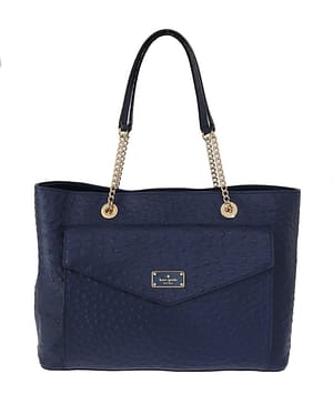 Kate Spade Blue Leather Halsey la vita Ostrich Handbag