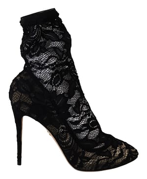 Dolce & Gabbana Black Lace Taormina High Heel Boots
