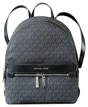 Michael Kors Kenly Signature Leather Medium Backpack Bookbag (Black)