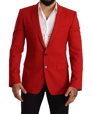 Dolce & Gabbana Red Wool Slim Fit Coat MARTINI Blazer