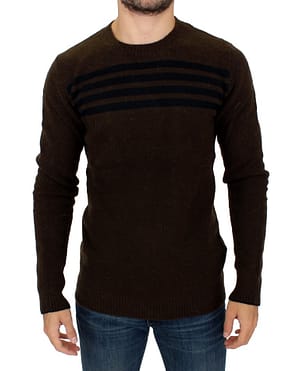 Costume National Brown striped crewneck sweater