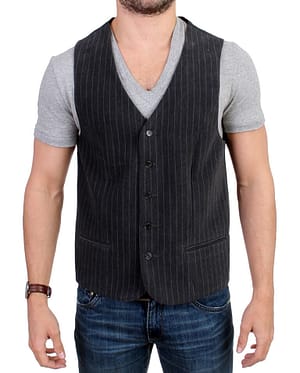 Costume National Gray striped cotton casual vest