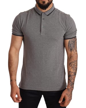 Dolce & Gabbana Gray Cotton Short Sleeve Polo Men T-shirt