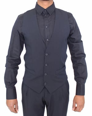 Dolce & Gabbana Blue Wool Formal Dress Vest Gilet Jacket