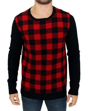 Costume National Red black checkered sweater