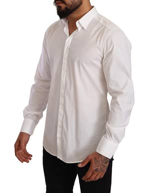 White Cotton Blend Men Formal Shirt