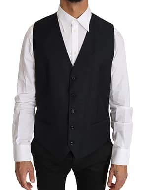 Dolce & Gabbana Gray Wool Silk Waistcoat Vest