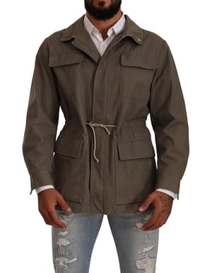 Valentino Gray Wool Full Zipper Windbreaker Men Coat Jacket