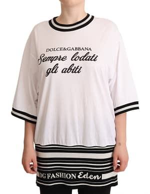 Dolce & Gabbana White DG Fashion Print Cotton Crewneck T-Shirt