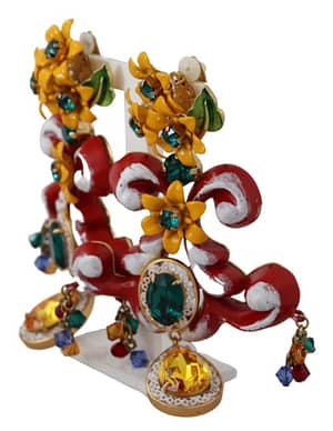 Multicolor Carretto Crystal Gold Tone Brass Earrings