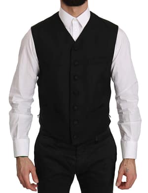 Dolce & Gabbana Black Formal Dress Waistcoat Gillet Vest