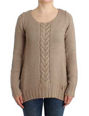 Cavalli Beige knitted wool sweater