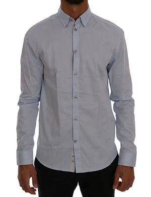 Frankie Morello Blue Casual Cotton Regular Fit Shirt