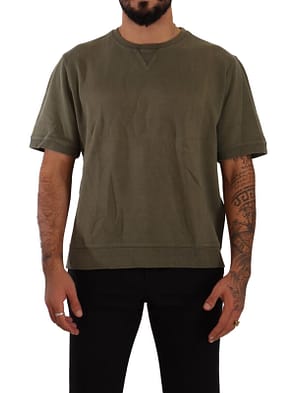 Paolo Pecora Milano Army Green Cotton Crewneck Short Sleeves T-shirt