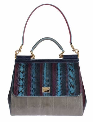 Multicolor Caiman Snakeskin Leather SICILY Hand Bag
