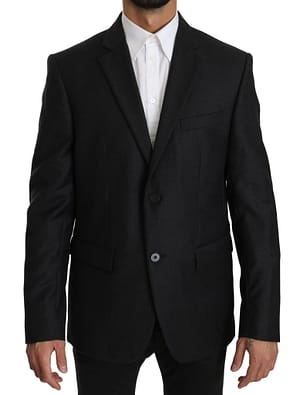 Dolce & Gabbana Gray Wool Slim Fit Two Button Jacket Blazer