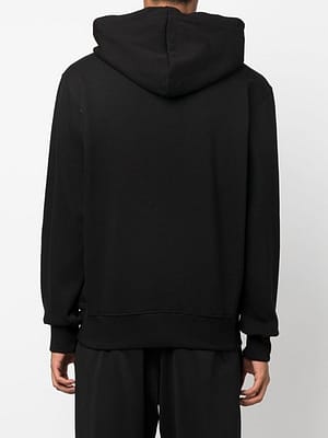 Black Cotton Logo Details Hooded Sweatshirt