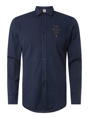 Aeronautica Militare Blue Cotton Long Sleeved Shirt