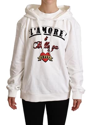 Dolce & Gabbana White L'Amore Hooded Pullover Sweater