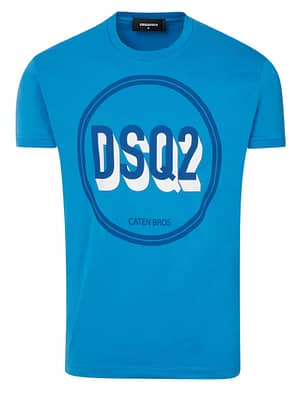 Dsquared2 Blue Cotton Logo Print T-shirt