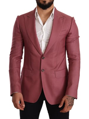 Pink Cashmere Silk Slim Fit Coat Blazer