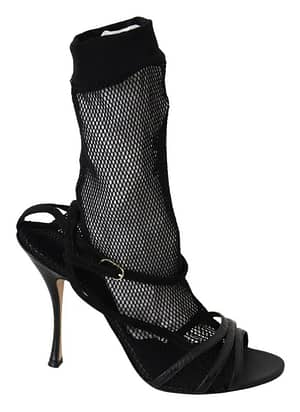 Dolce & Gabbana Black Suede Short Boots Sandals Shoes