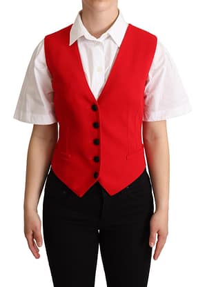 Dolce & Gabbana Red Brown Leopard Print Waistcoat Vest