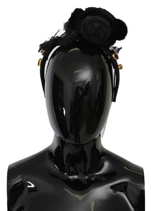 Dolce & Gabbana Black Bow Silk Tiara Diadem PANTHER Headband