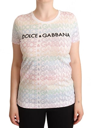 Dolce & Gabbana White Cotton Logo Print Short Sleeves T-Shirt