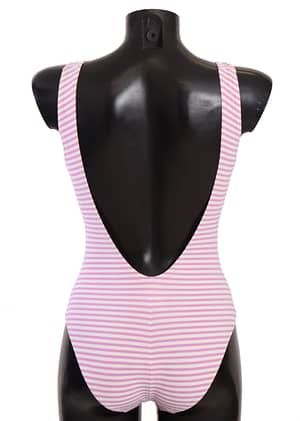 Dolce & gabbana pink stripe cannes print swimwear one piece swimsuit