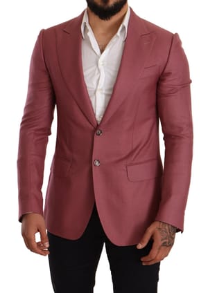 Dolce & Gabbana Pink Cashmere Silk Slim Fit Coat Blazer