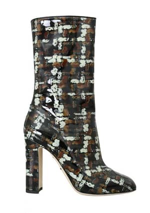 Dolce & Gabbana Black Brown Rain Calf Leather Shoes