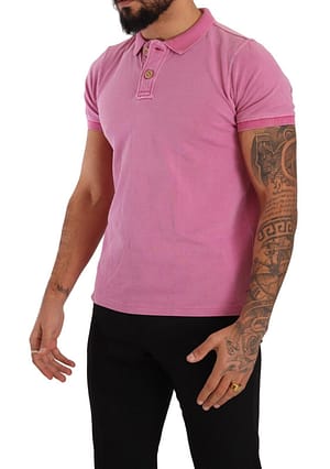 Pink Cotton Collared Short Sleeves Polo Casual T-shirt