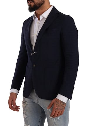 Blue Single Breasted Linen Jacket Coat Blazer