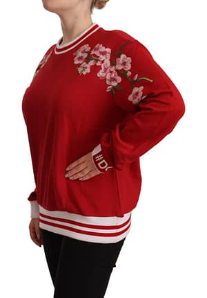 Red Cotton Crewneck #DGlove Pullover Sweater
