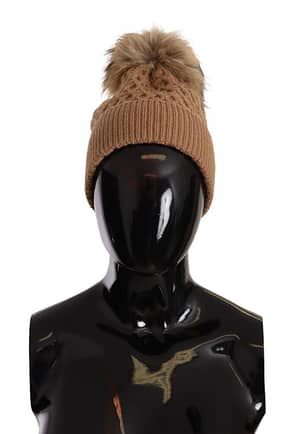 Dolce & Gabbana Dark Brown Camel Knitted Fur Winter Beanie One Size Hat