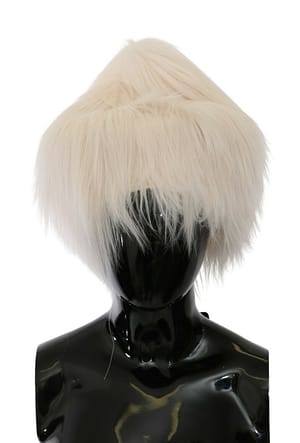 Dolce & Gabbana White Modacrylic Fur Beanie Long Hat
