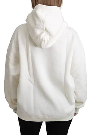 White Crystal Heart Hooded Pullover Sweater