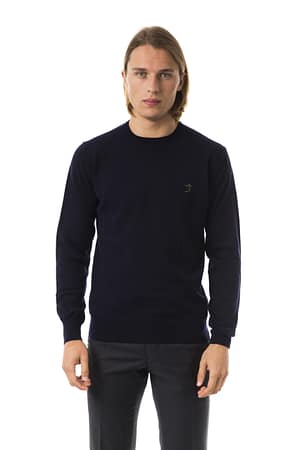Uominitaliani Blue Merino Wool Sweater