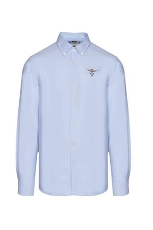 Aeronautica Militare Light Blue Cotton Long Sleeve Logo Shirt