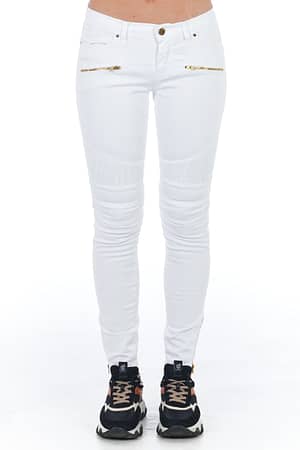 Frankie Morello White Cotton Jeans & Pant