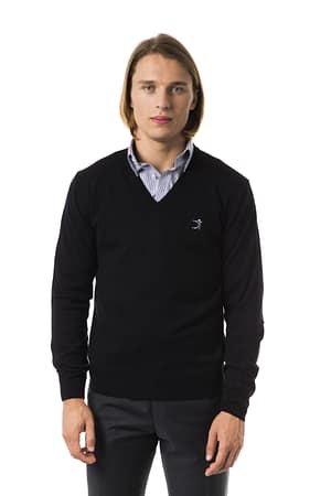Uominitaliani Black Merino Wool Sweater
