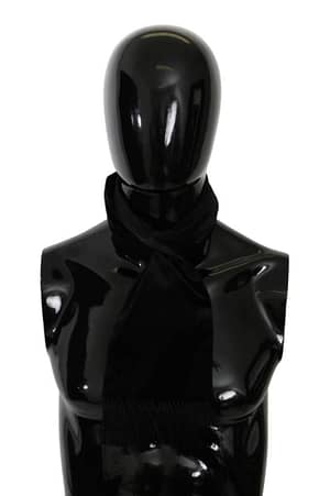 Dolce & Gabbana Black Fringe Neck Wrap Mens Shawl Cotton Scarf